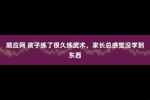 顺应网 孩子练了很久练武术，家长总感觉没学到东西